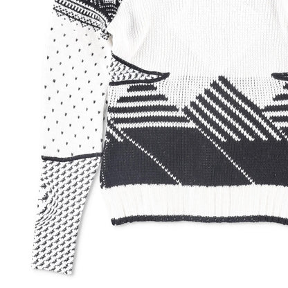 MARINE SERRE Womens Jumper Wool Grey White Black Knitted Crew Neck Size M RRP500 — View 3