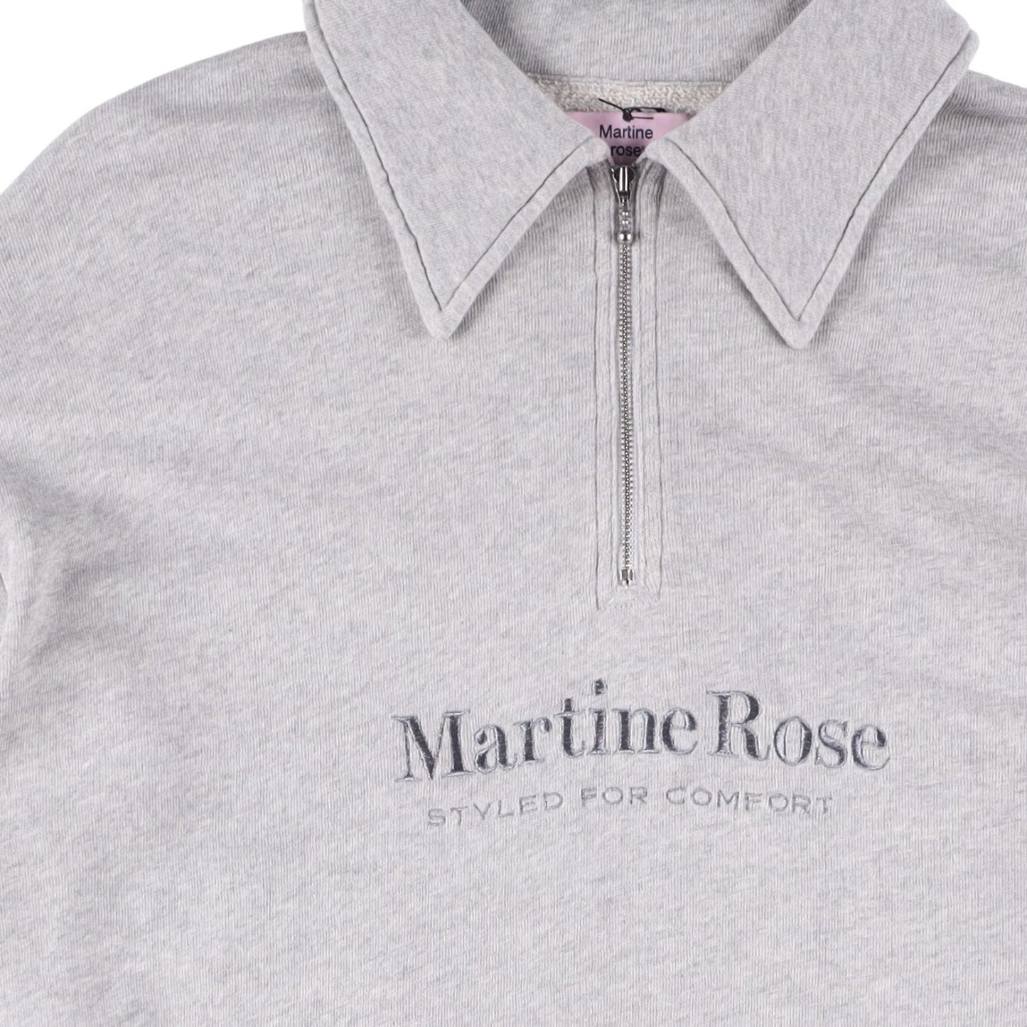 MARTINE ROSE Mens Polo Shirt Collared Quarter Zip Grey Long Sleeve Size L RRP340 — View 6