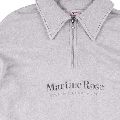 MARTINE ROSE Mens Polo Shirt Collared Quarter Zip Grey Long Sleeve Size L RRP340 — View 6