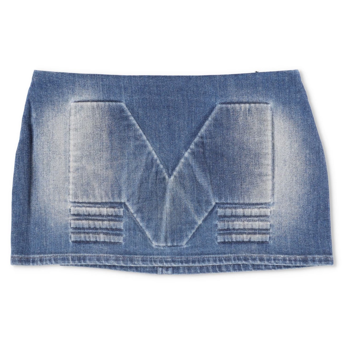 MOWALOLA Womens Embossed Denim Mini Skirt Blue Short Light Wash Size XS RRP 320