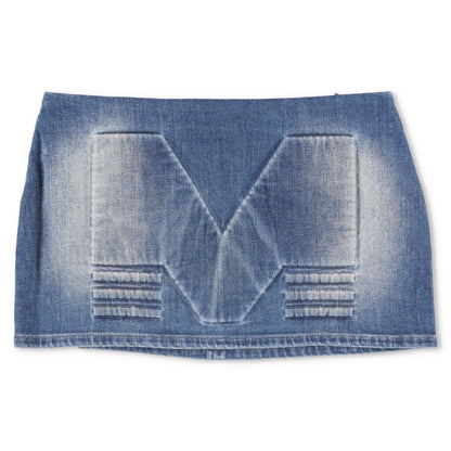 MOWALOLA Womens Embossed Denim Mini Skirt Blue Short Light Wash Size XS RRP 320