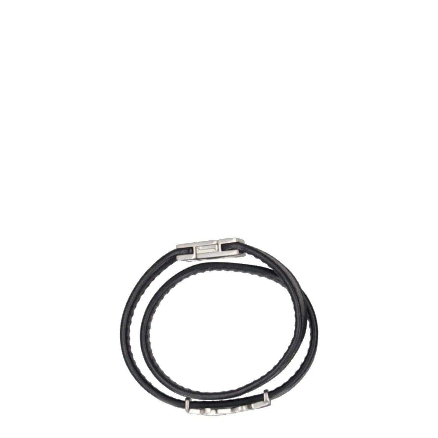 SAINT LAURENT Womens Bracelet Black Leather Silver YSL Buckle Size S RRP 255 — View 7