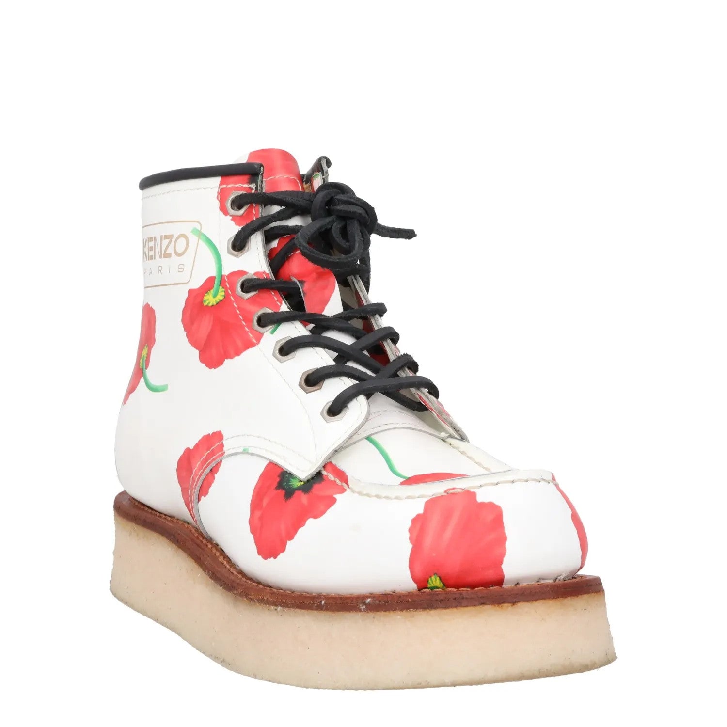 KENZO Womens Yama Lace Boots Leather Casual White Red Floral Size 38 RRP 735 — View 2