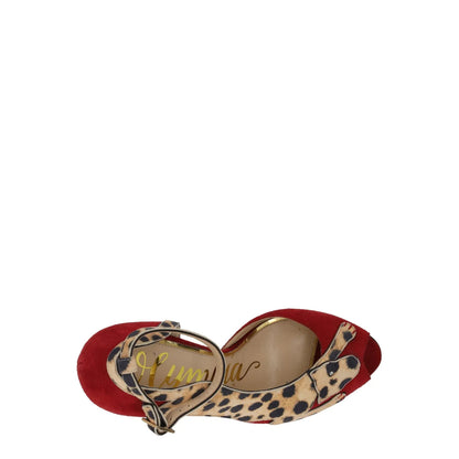 CHARLOTTE OLYMPIA Womens Leopardess Pump Suede Courts Red Comb 38 RRP 775 — View 7