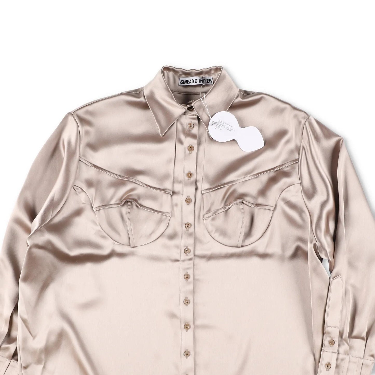 SINEAD O'DWYER Womens Classic Satin Viscose Caramel Blouse Metallic 8 RRP 805 — View 3