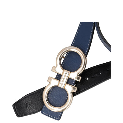 SALVATORE FERRAGAMO Womens Belt Blue Leather Gold Buckle Size 46 RRP 350 — View 11