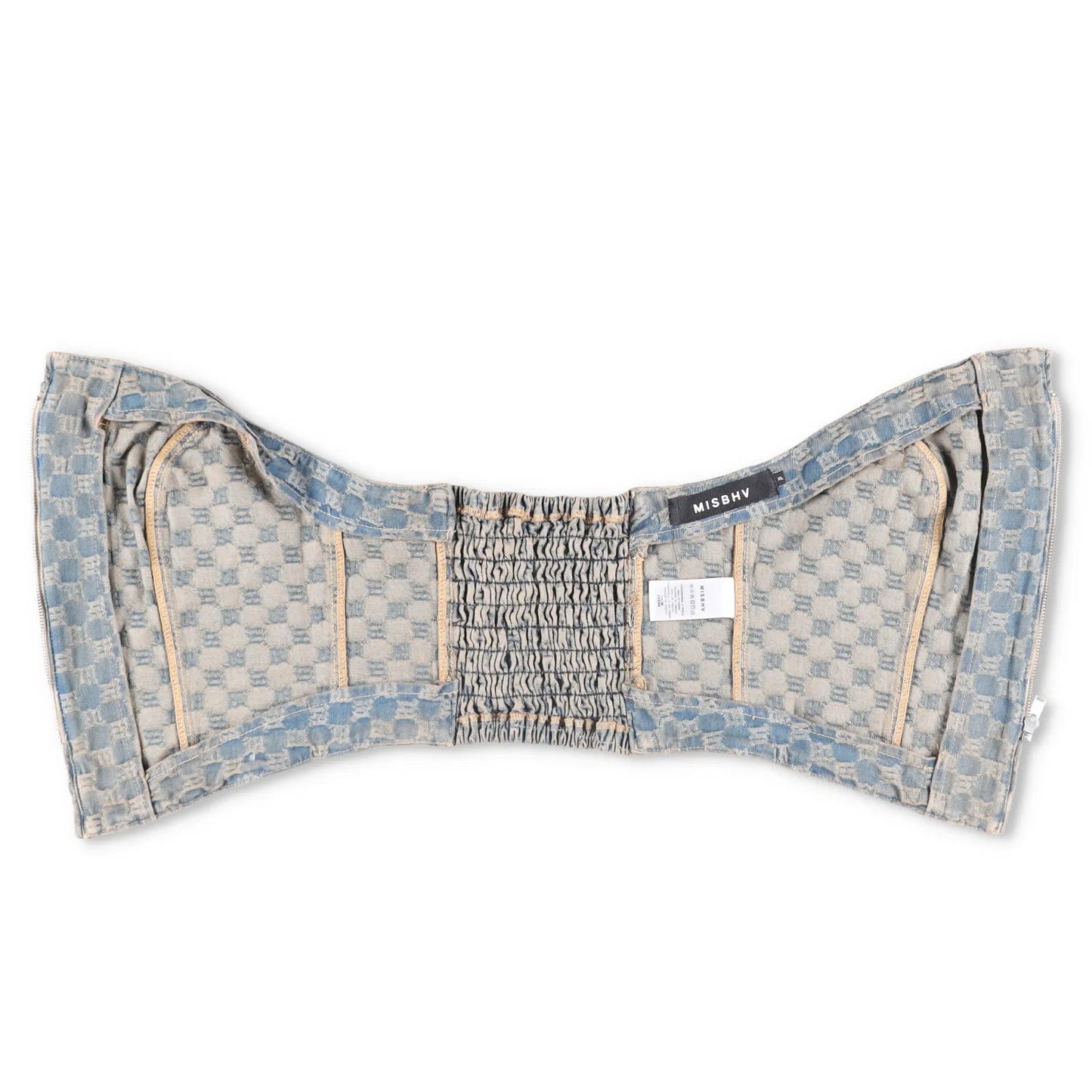 MISBHV Womens Jacquard Denim Monogram Corset Top Blue Cotton Size XL RRP 285 — View 7