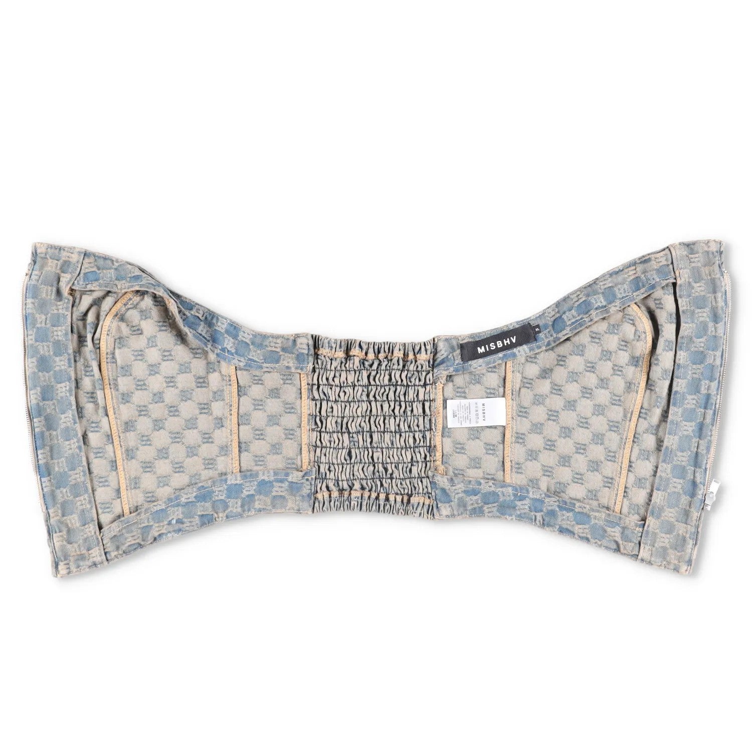 MISBHV Womens Jacquard Denim Monogram Corset Top Blue Cotton Size XL RRP 285 — View 7