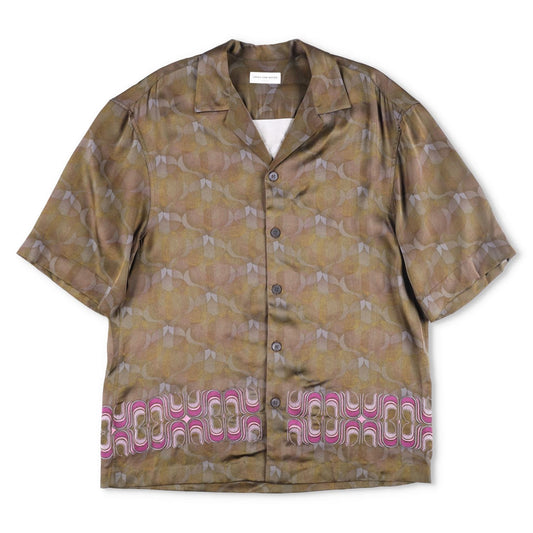 DRIES VAN NOTEN Mens Cassi Embroider Shirt Button-Up Green Short Sleeve M RRP753
