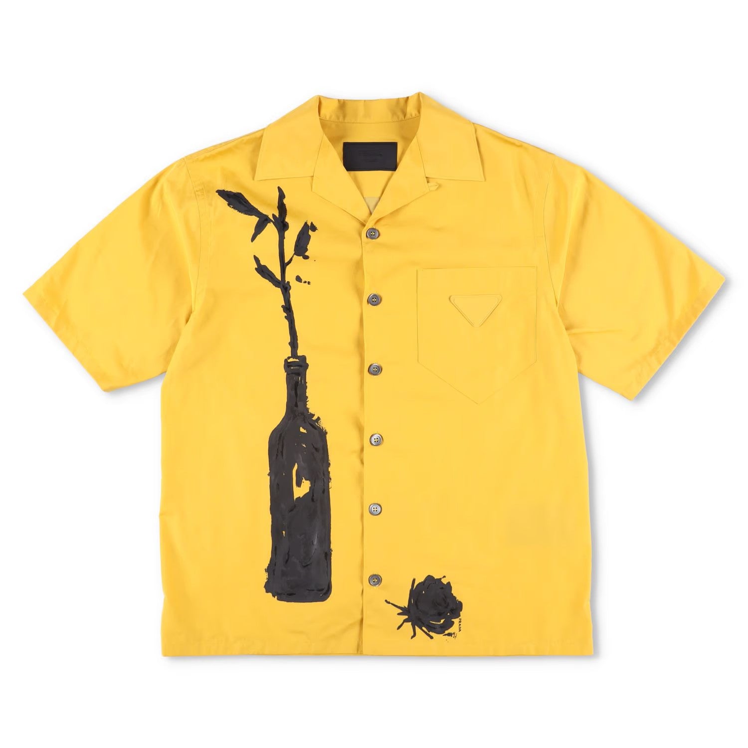 PRADA Mens Shirt Colourblock Short Sleeve Yellow Large Graphic Design M RRP 1100