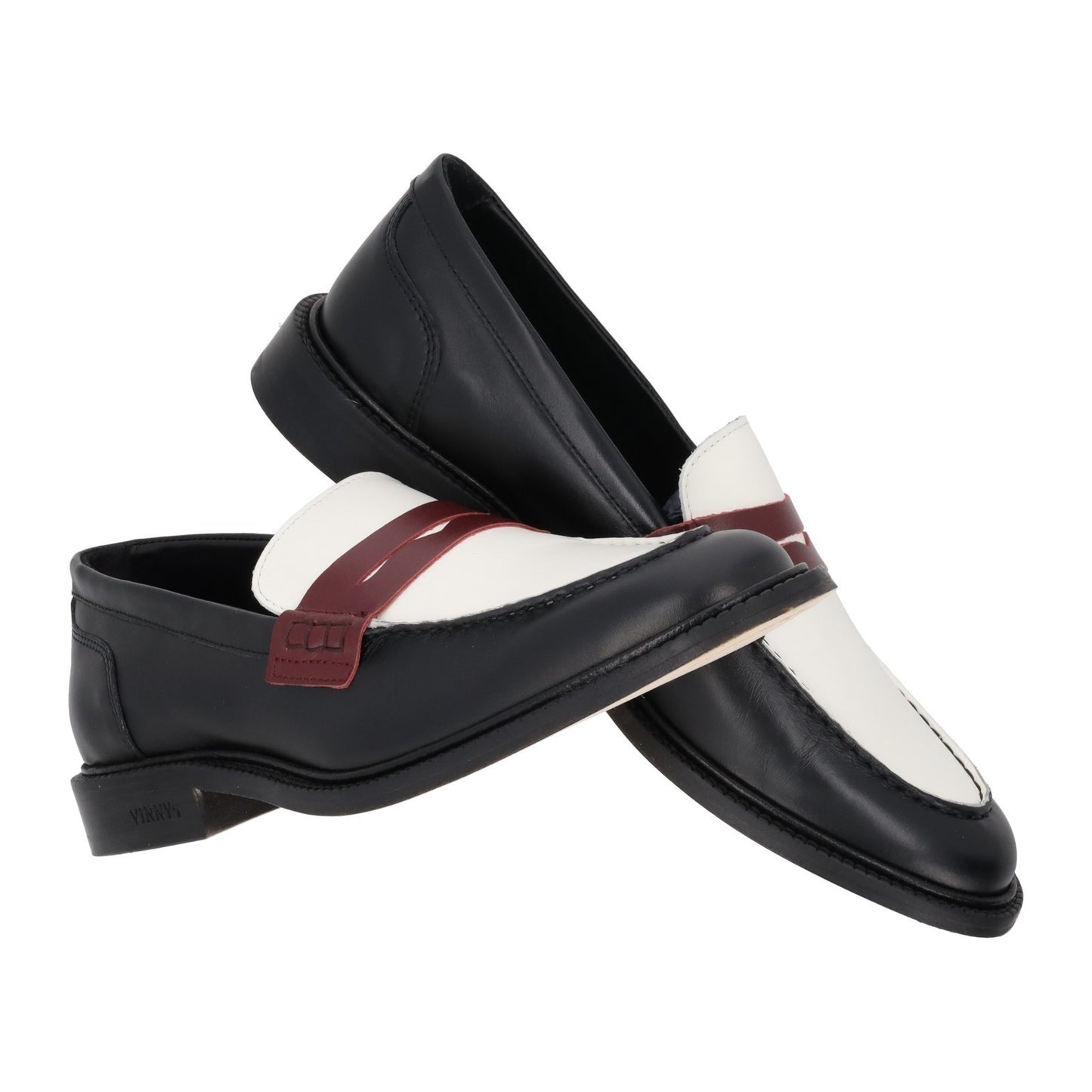 VINNYS Mens Townee Leather Tricolour Penny Loafers Black White Red EU 42 RRP 255 — View 8