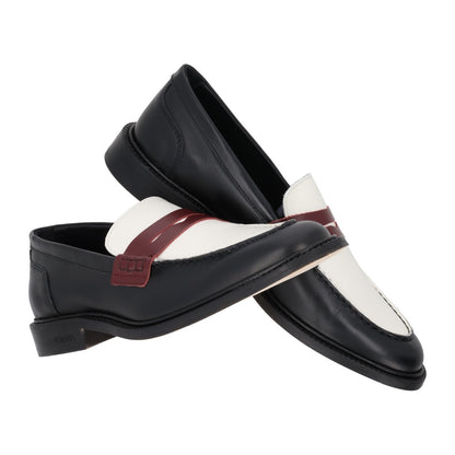 VINNYS Mens Townee Leather Tricolour Penny Loafers Black White Red EU 42 RRP 255 — View 8