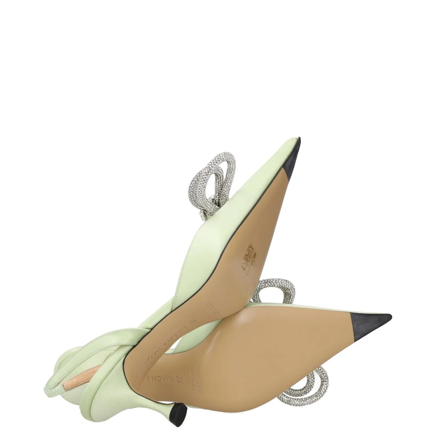 MACH & MACH Womens Slingback Heels Green Embellished Pointed Toe UK 2 RRP 500 — View 8
