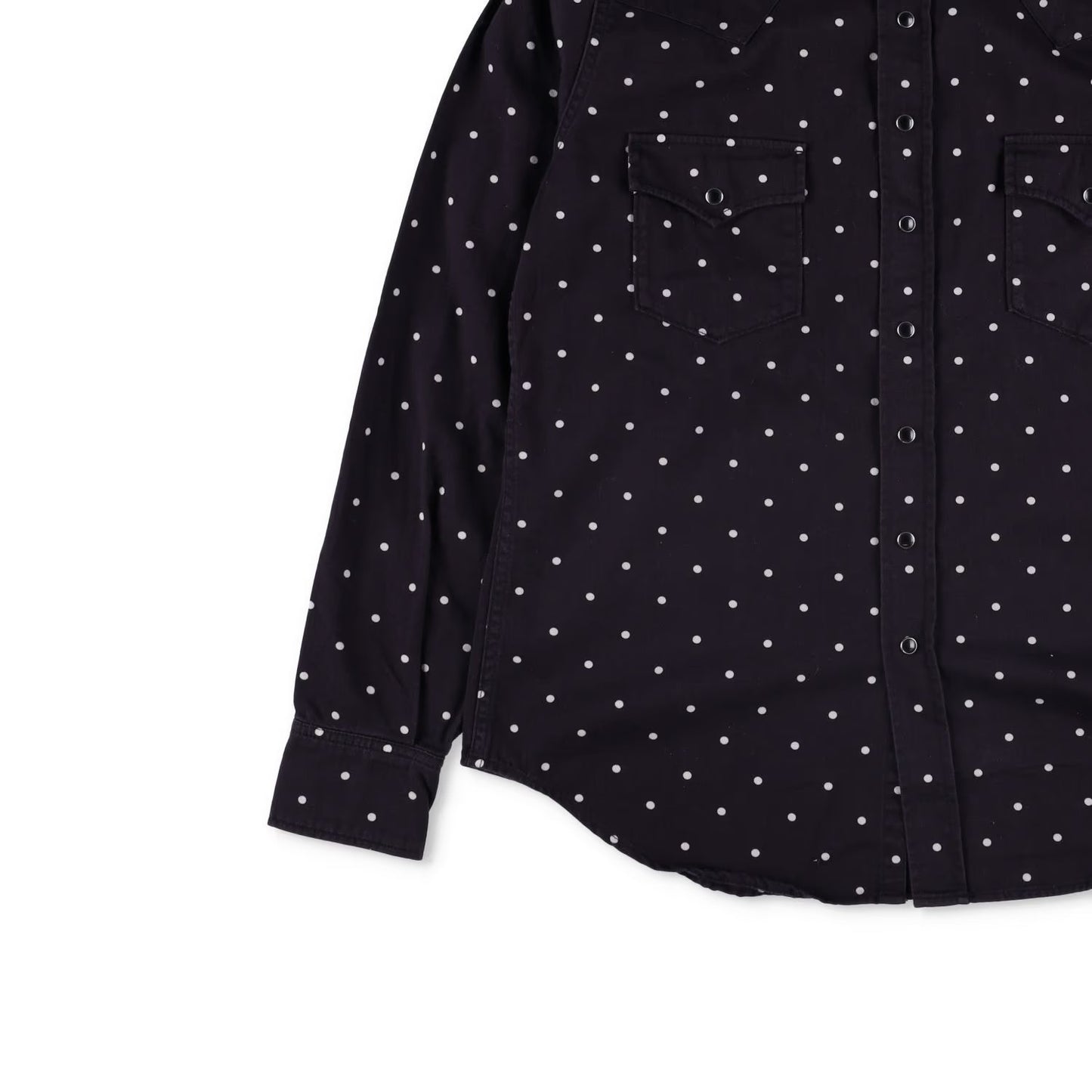 SAINT LAURENT Mens Button Up Shirt Collared Black White Dotted Cotton XL RRP 550 — View 3