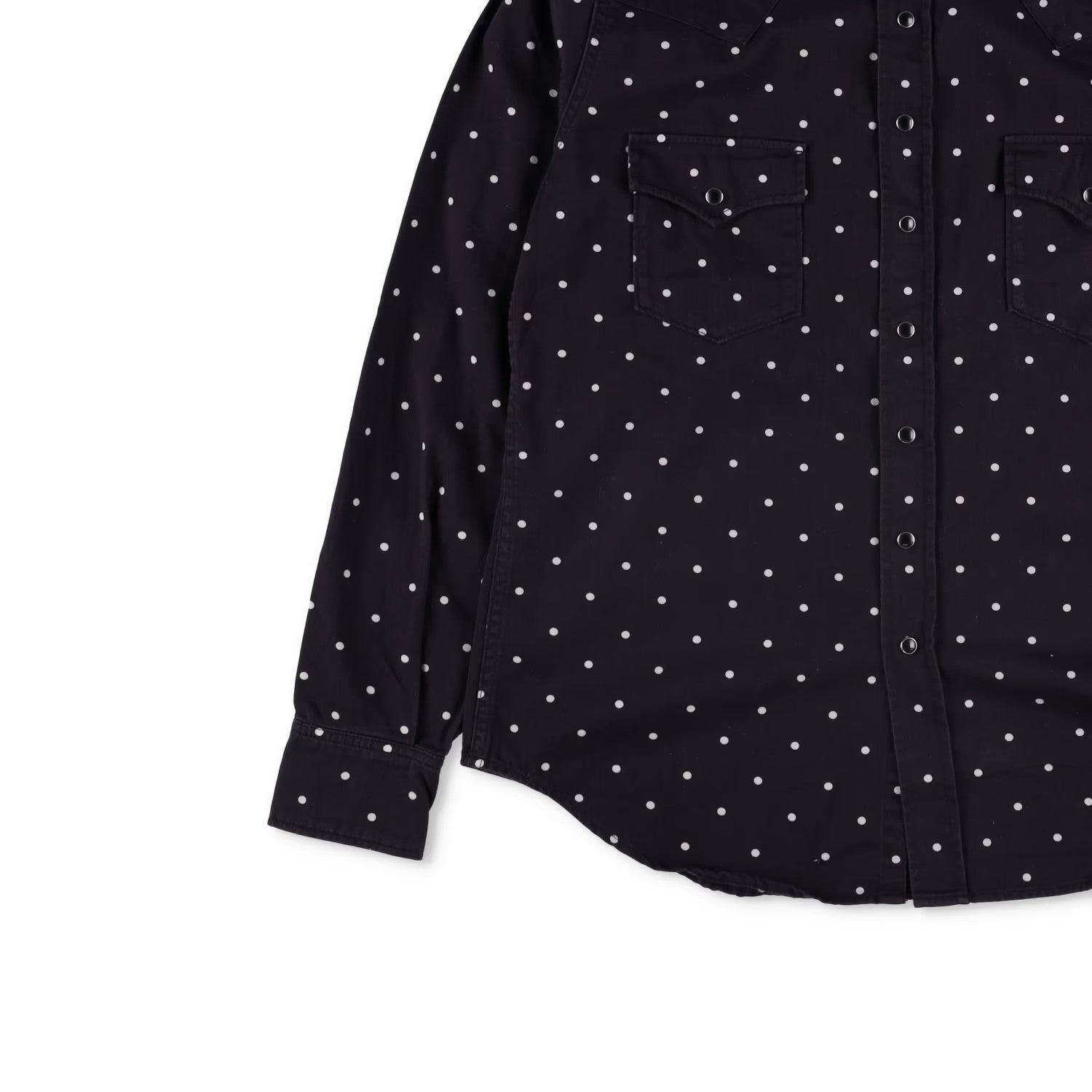 SAINT LAURENT Mens Button Up Shirt Collared Black White Dotted Cotton XL RRP 550 — View 3