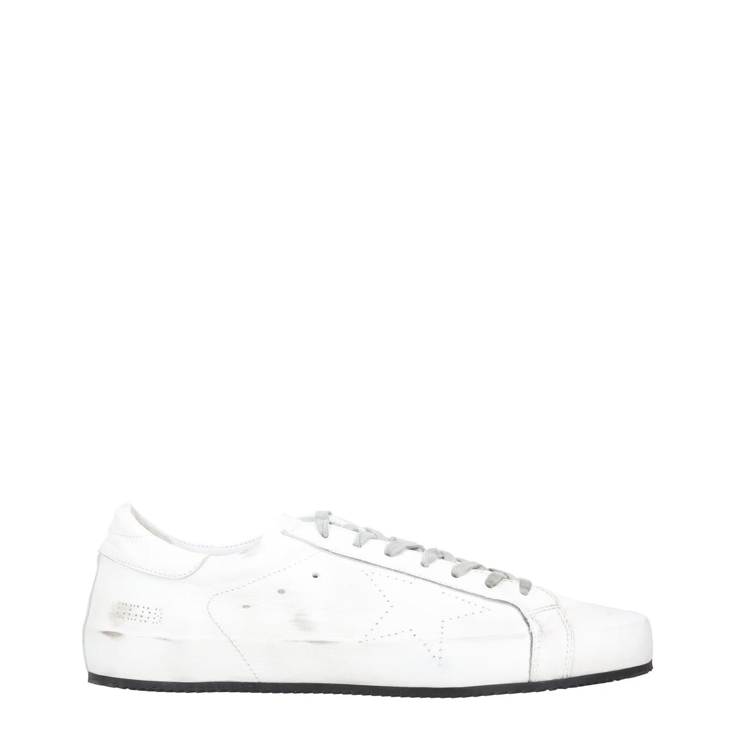 GOLDEN GOOSE Mens Trainers White Black Leather Low Top Lace Up UK 12 RRP 485