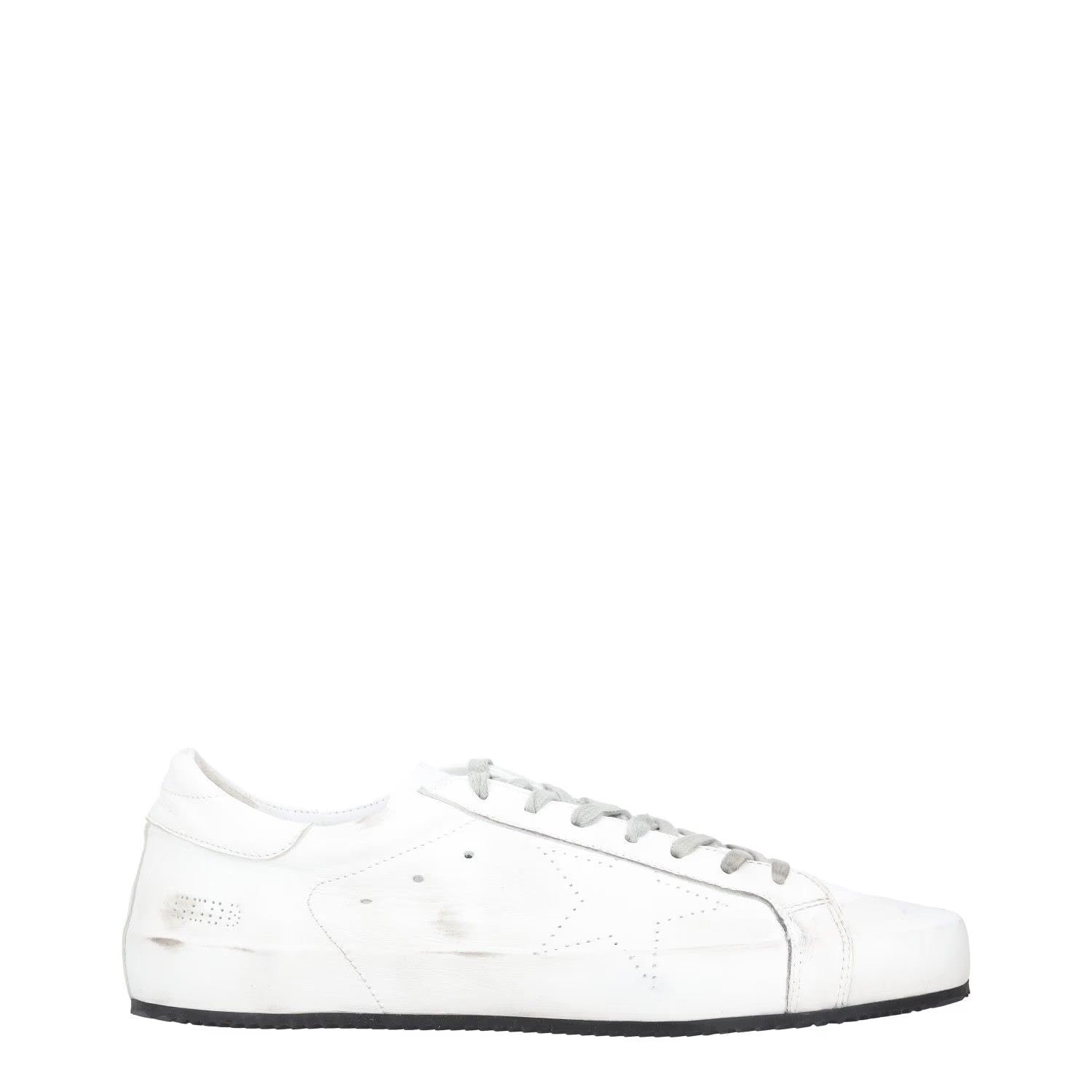 GOLDEN GOOSE Mens Trainers White Black Leather Low Top Lace Up UK 12 RRP 485