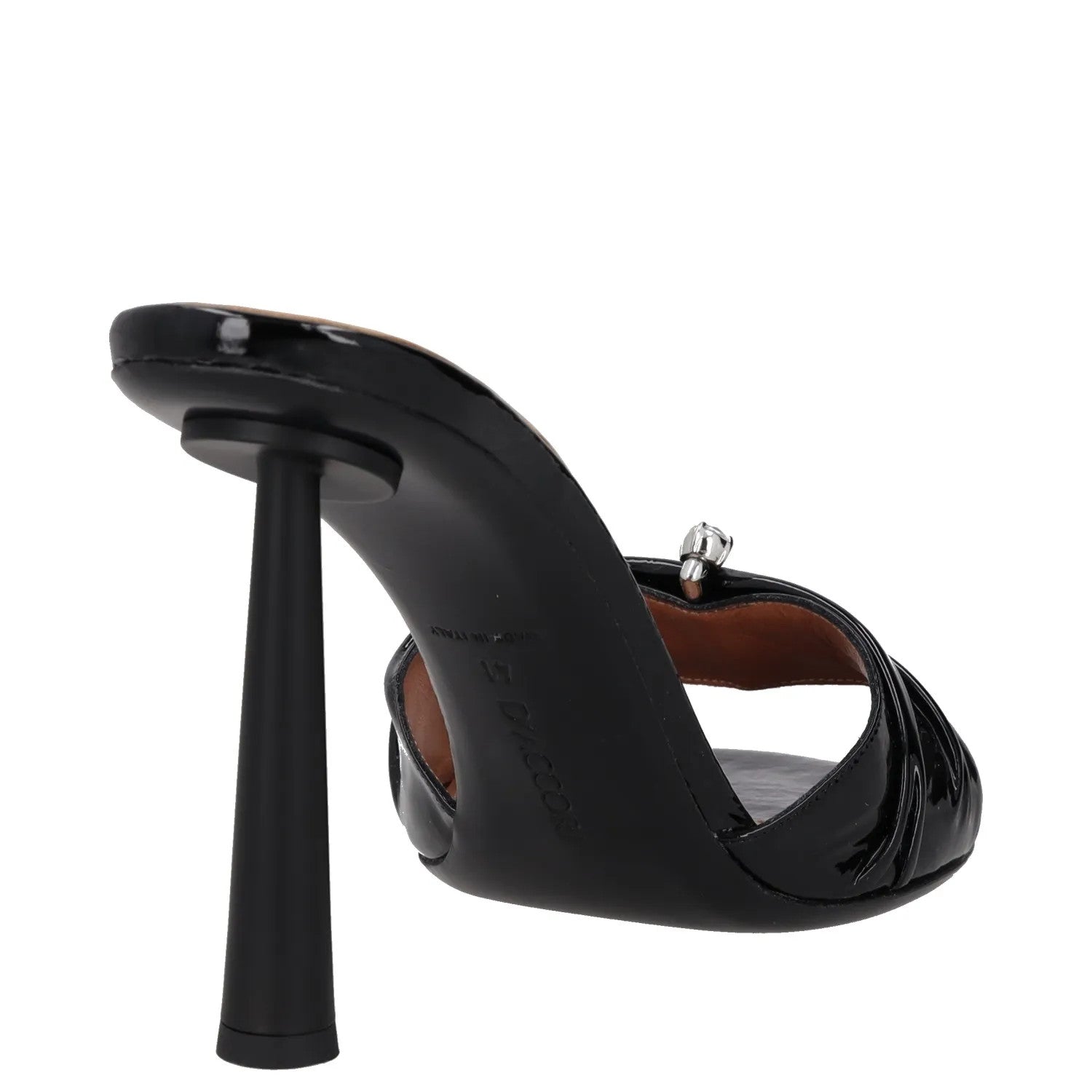 D'ACCORI Womens Heels Black Leather Stiletto Mules Slip On Open Toe UK 8 RRP 595 — View 6