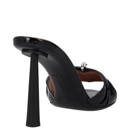 D'ACCORI Womens Heels Black Leather Stiletto Mules Slip On Open Toe UK 8 RRP 595 — View 6