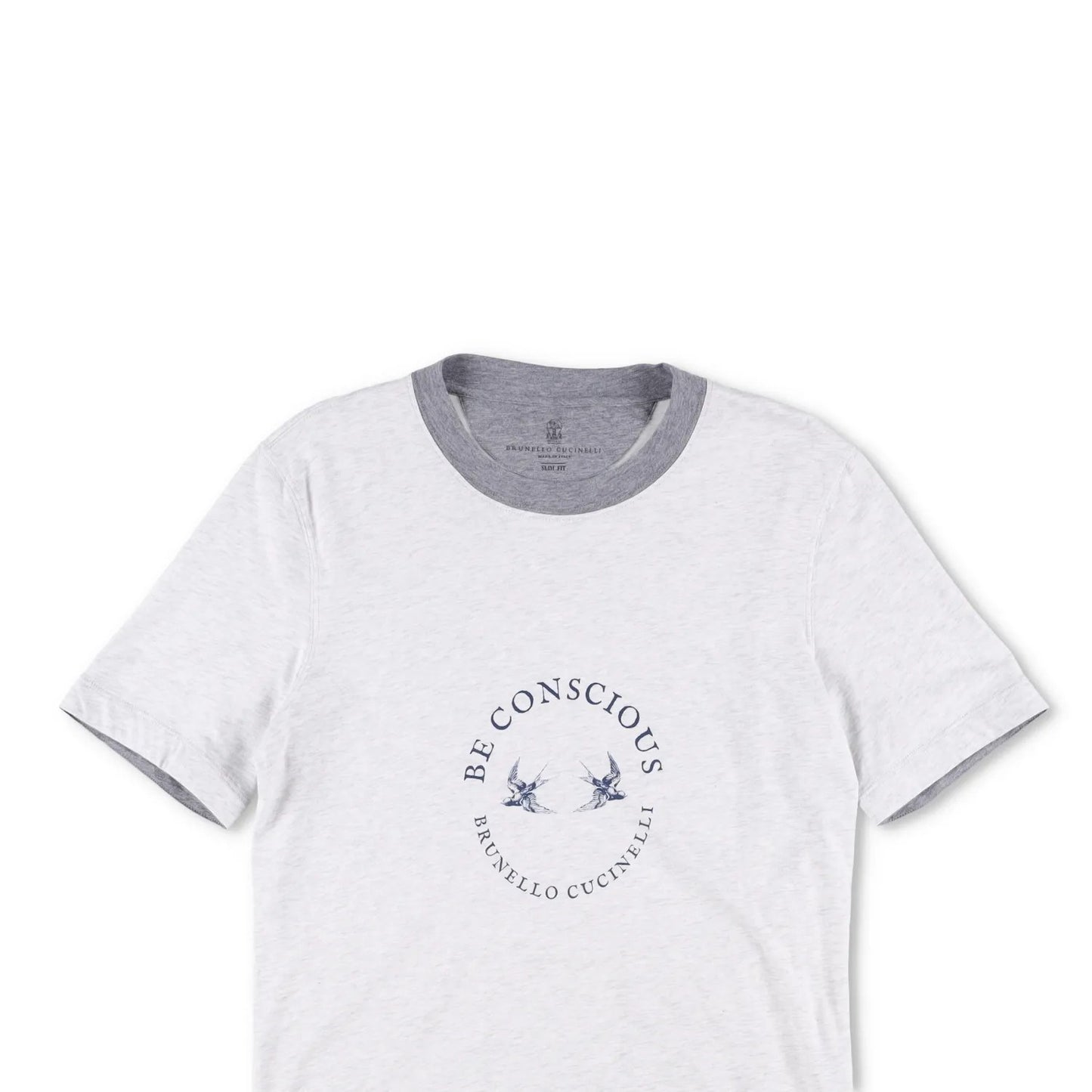 BRUNELLO CUCINELLI Mens T-Shirt White Cotton Crew Neck Short Sleeve XS RRP 300 — View 2