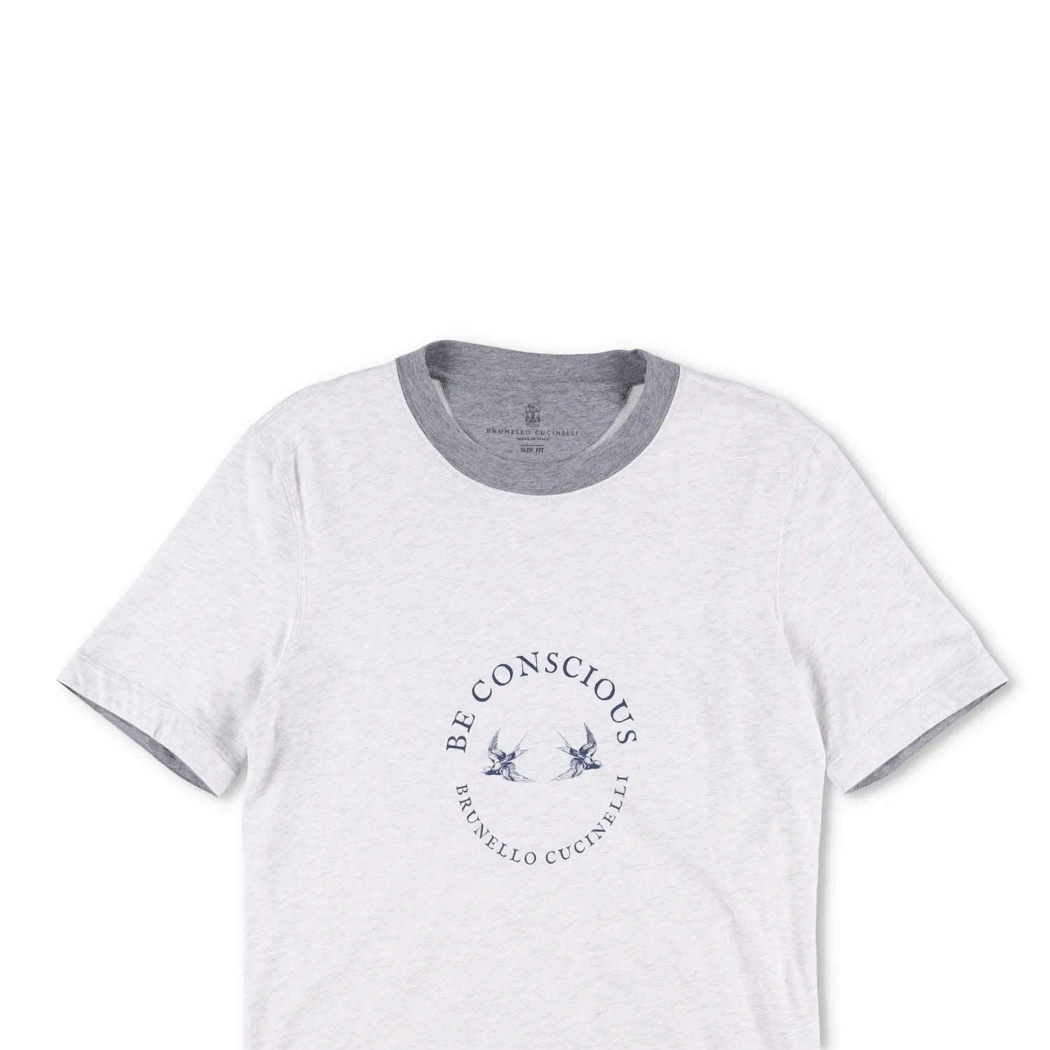 BRUNELLO CUCINELLI Mens T-Shirt White Cotton Crew Neck Short Sleeve XS RRP 300 — View 2