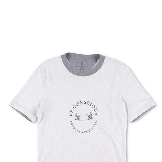 BRUNELLO CUCINELLI Mens T-Shirt White Cotton Crew Neck Short Sleeve XS RRP 300 — View 2