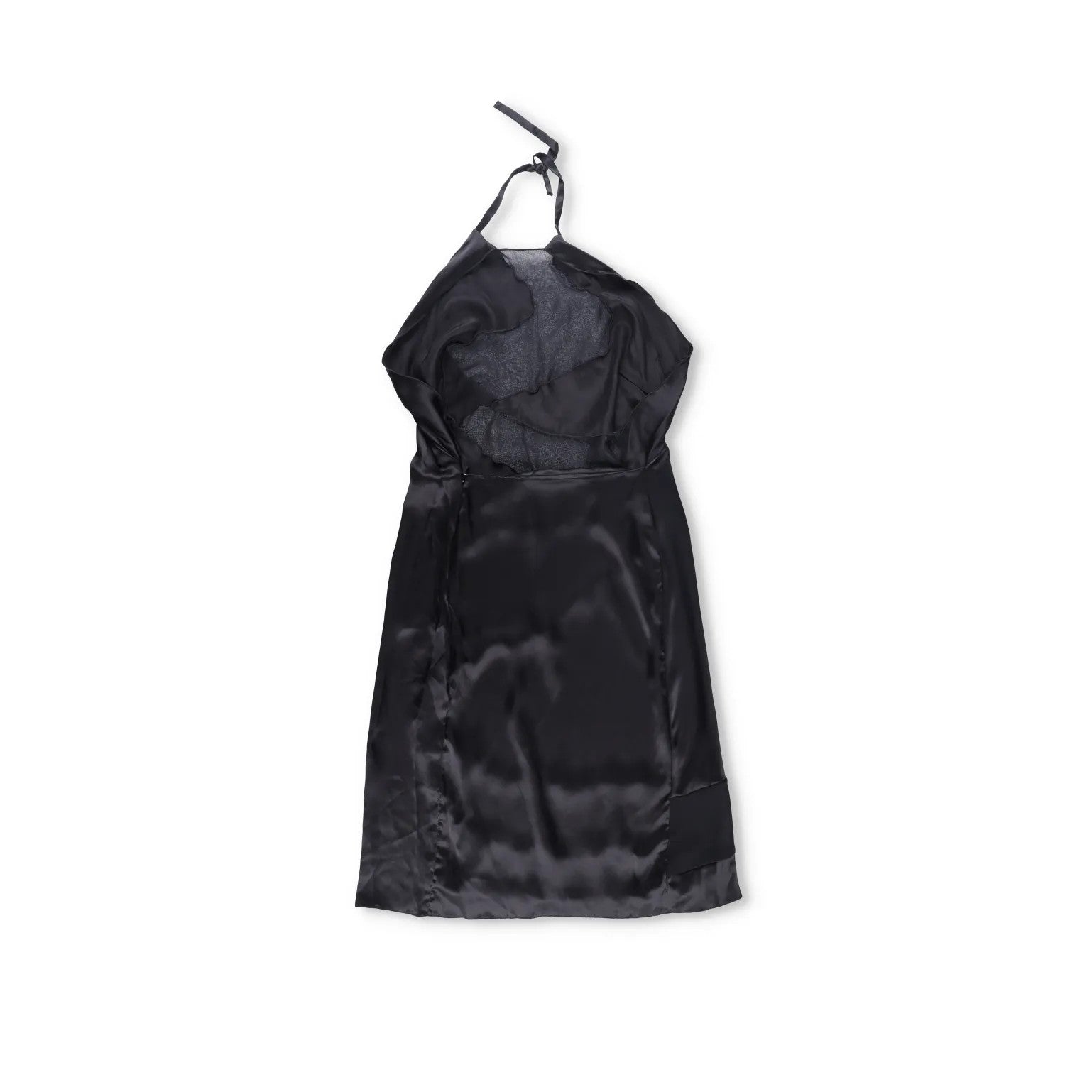 FEBEN Womens Spiral Knee Length Dress Black Silk Sleeveless Tie Halter 40 RRP785 — View 6