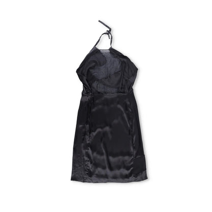 FEBEN Womens Spiral Knee Length Dress Black Silk Sleeveless Tie Halter 40 RRP785 — View 6
