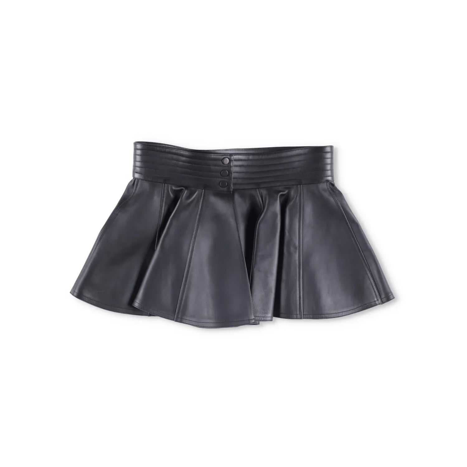 ALAIA Womens Mini Skirt Belt Pleated Nappa Leather Black Size 40 RRP 2529 — View 4