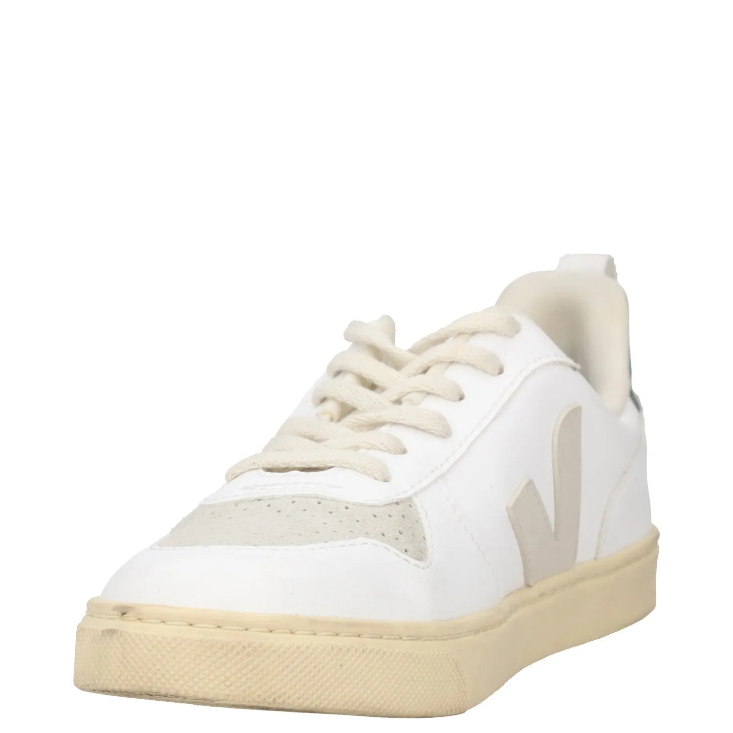 VEJA Boys Trainers White Green Beige Leather Low Top Lace Up UK 3 RRP 75 — View 3