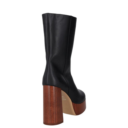 GIABORGHINI Women Platform Boot Black Leather Slip On High Brown Heel UK7 RRP500 — View 6