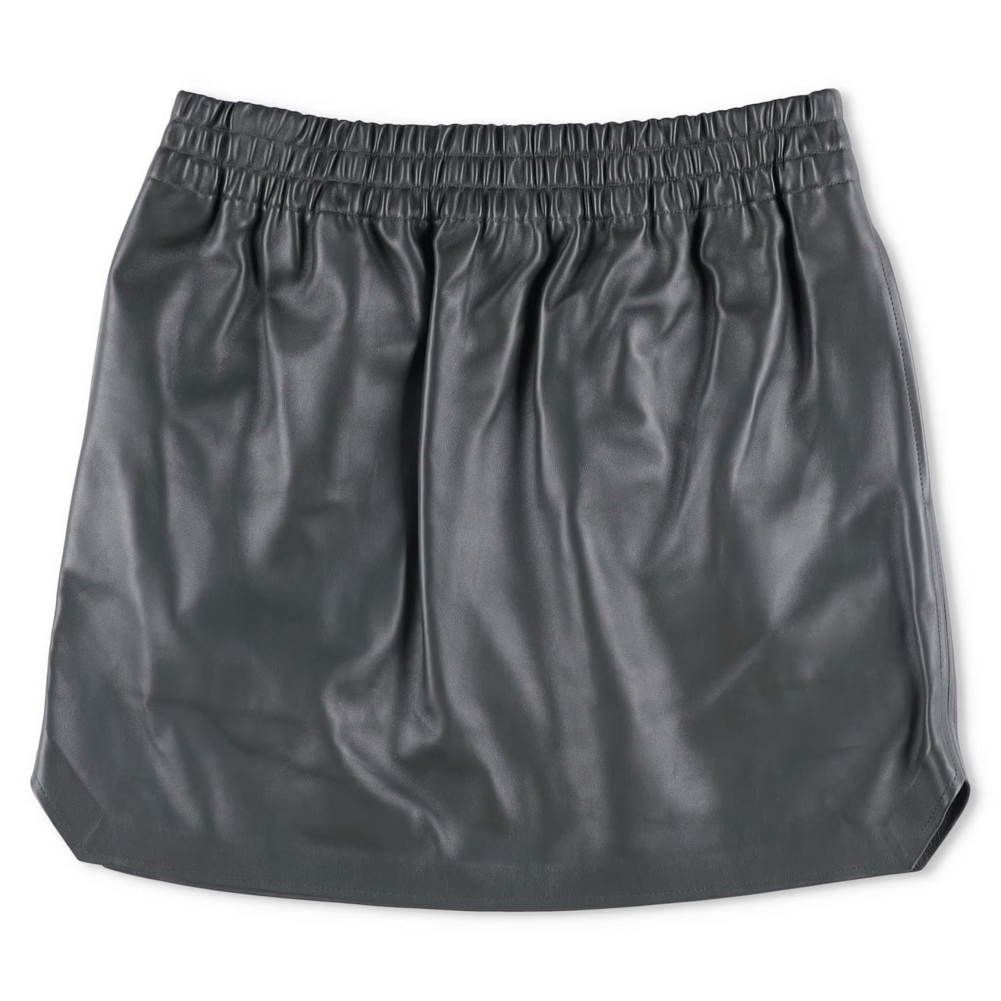 BOTTEGA VENETA Womens Mini Skirt Grey Leather Elastic Waist Size L RRP 700