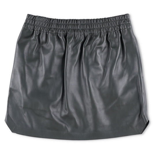 BOTTEGA VENETA Womens Mini Skirt Grey Leather Elastic Waist Size L RRP 700