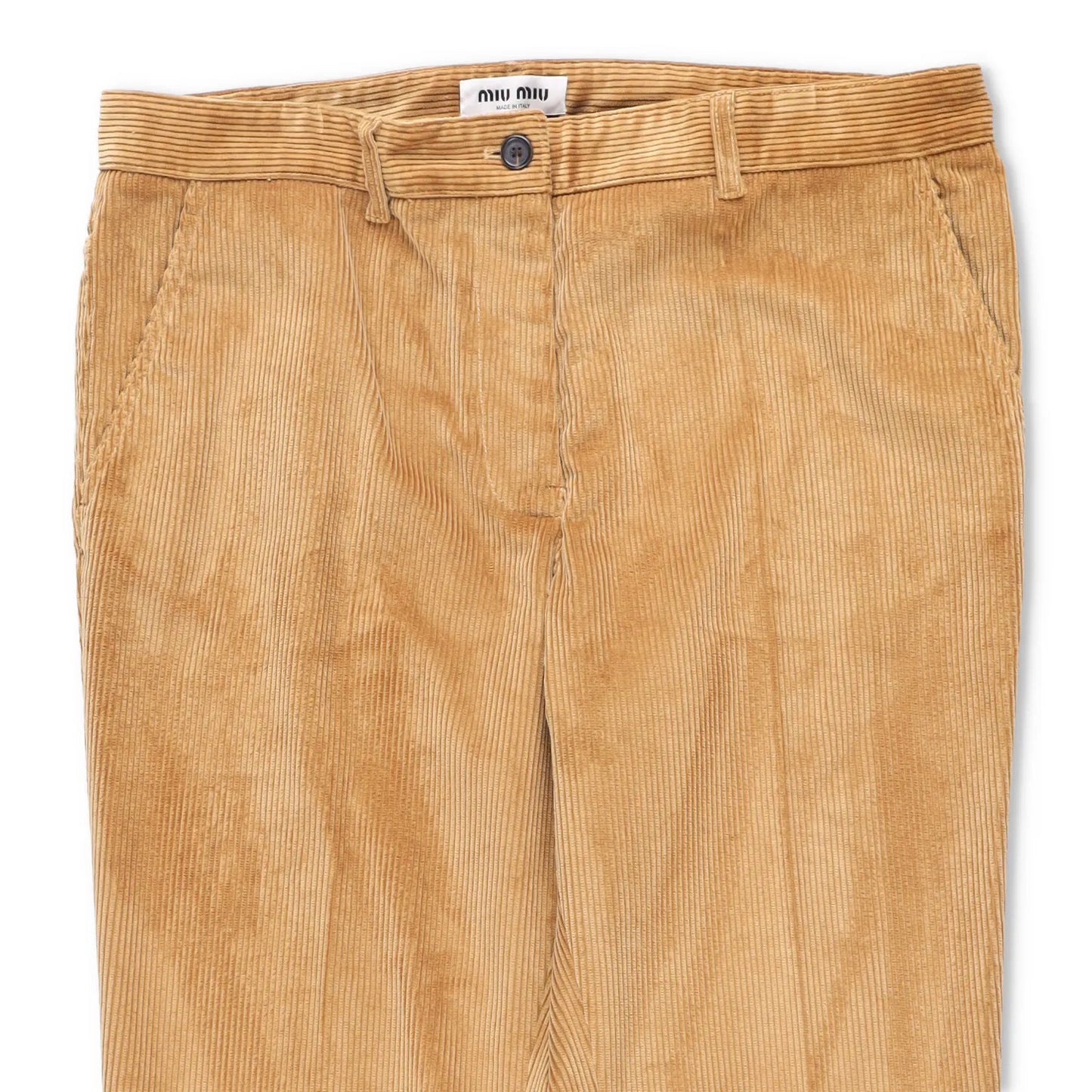 MIU MIU Men Velluto Coste Chino Trousers Yellow Corduroy Slash Pocket 46 RRP1220 — View 2
