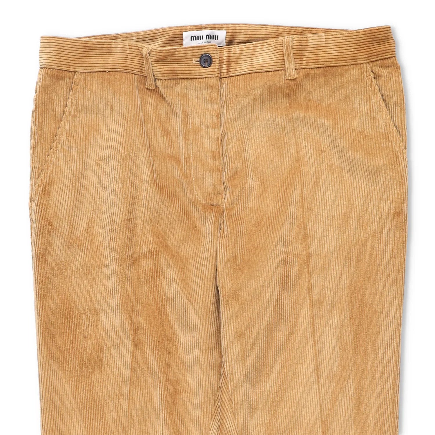 MIU MIU Men Velluto Coste Chino Trousers Yellow Corduroy Slash Pocket 46 RRP1220 — View 2