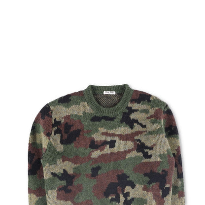MIU MIU Mens Wool Knit Crew Neck Sweatshirt Multicoloured Camouflage 40 RRP 850 — View 2