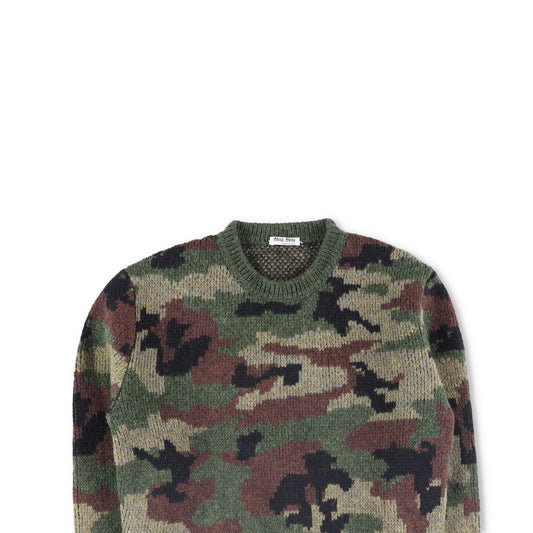 MIU MIU Mens Wool Knit Crew Neck Sweatshirt Multicoloured Camouflage 40 RRP 850 — View 2