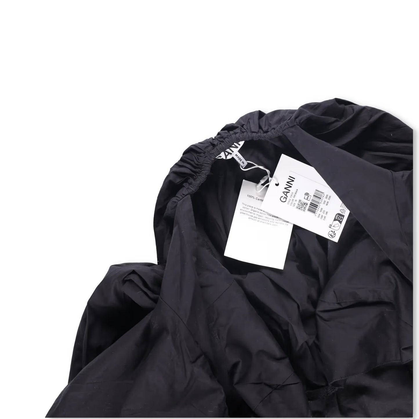 GANNI Womens V-Neck Short Sleeve Midi Dress Black Puff Shoulders Size 36 RRP 235 — View 5