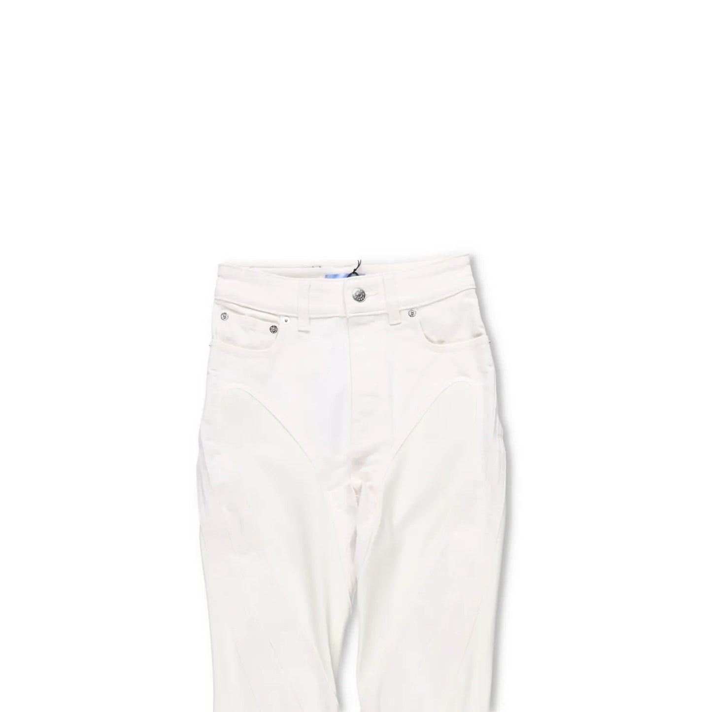 MUGLER Womens Skinny Jeans High Waist Tonal Inserts Split Hem White 34 RRP 575 — View 2