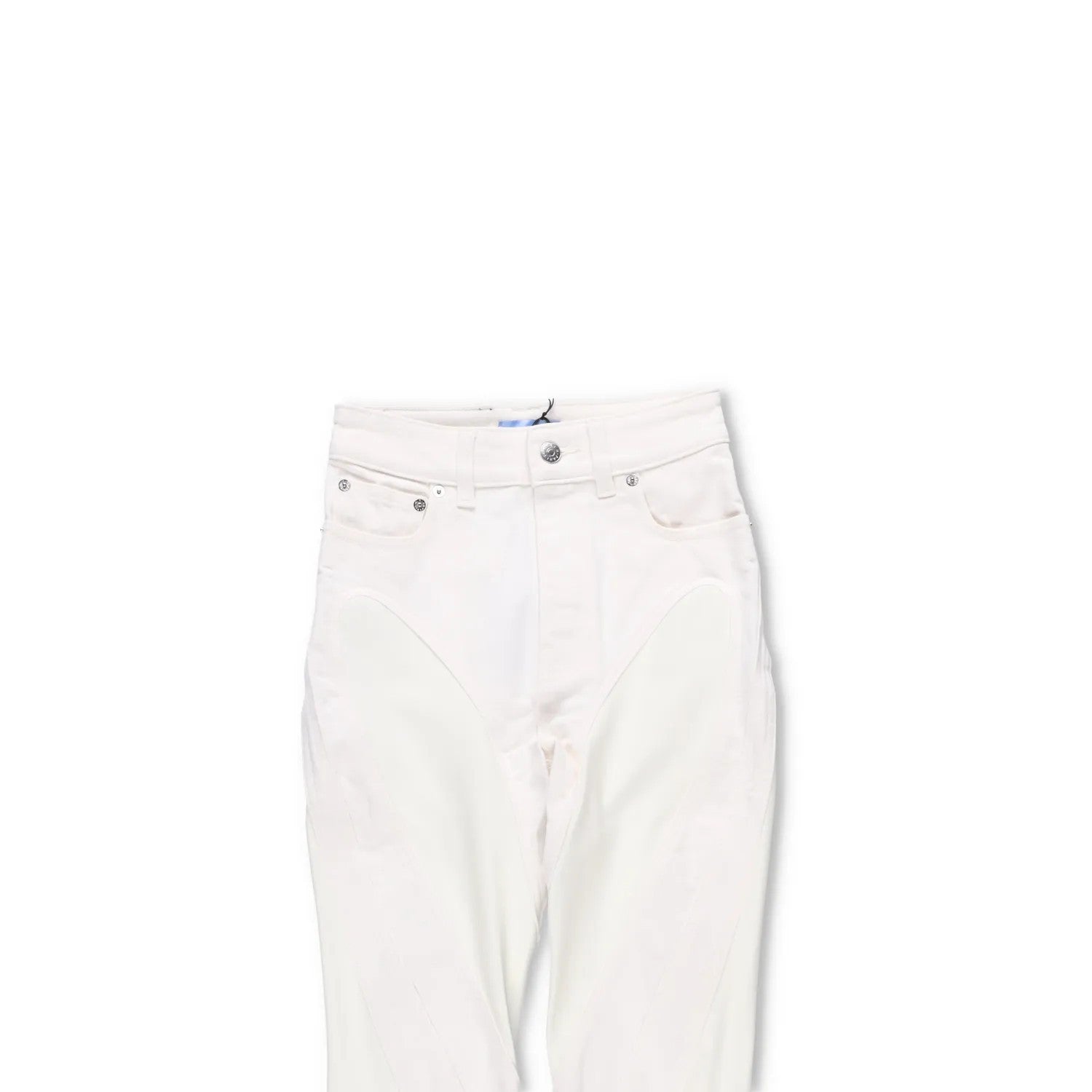 MUGLER Womens Skinny Jeans High Waist Tonal Inserts Split Hem White 34 RRP 575 — View 2