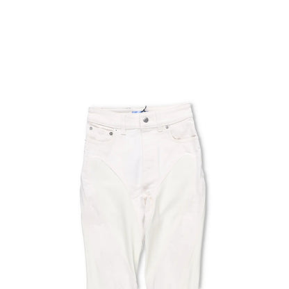 MUGLER Womens Skinny Jeans High Waist Tonal Inserts Split Hem White 34 RRP 575 — View 2