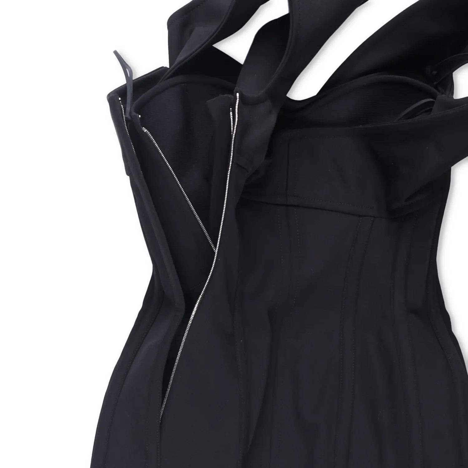 BOTTEGA VENETA Womens Midi Dress Sweetheart Double Layered Wool Black 38 RRP4479 — View 9