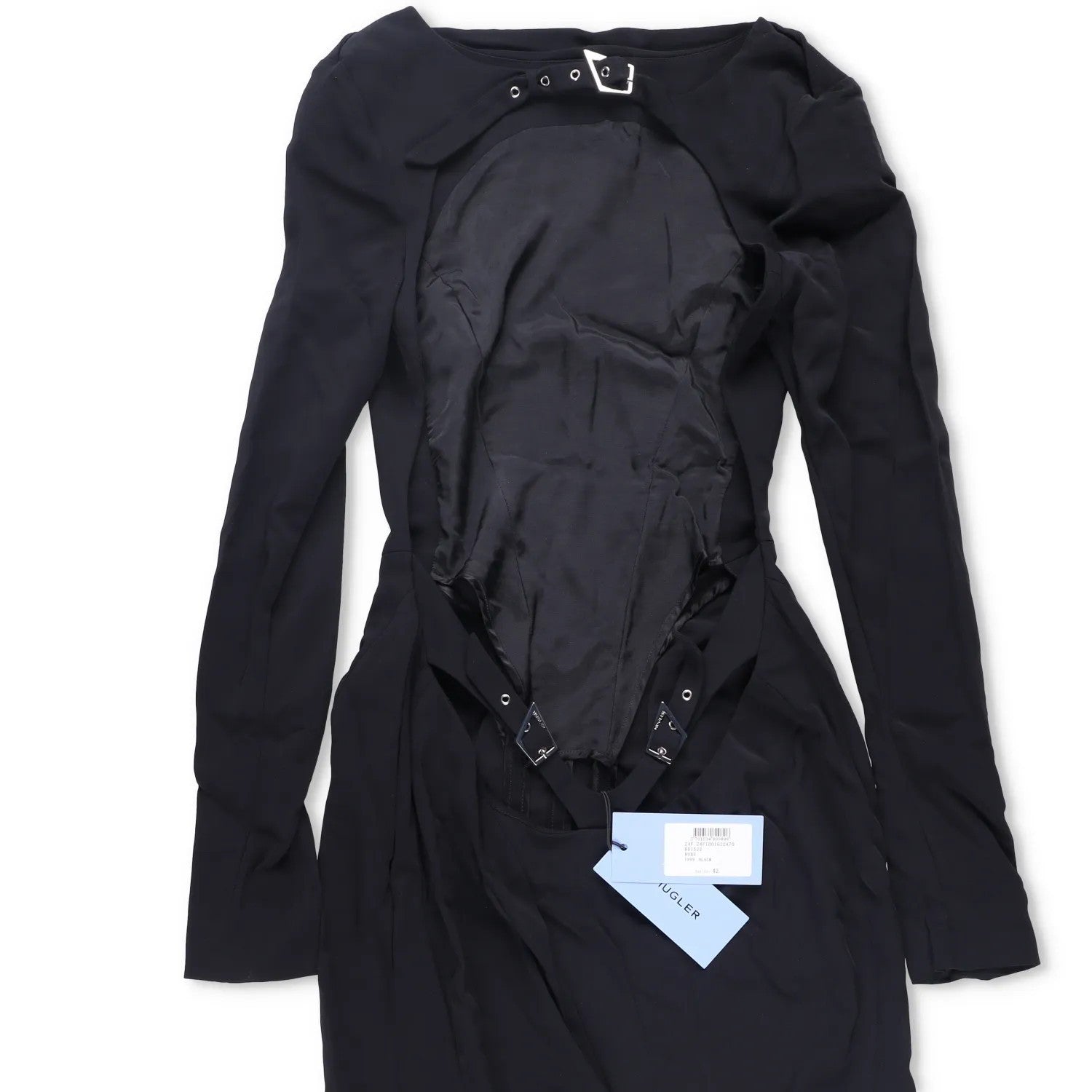 MUGLER Women Long Gown Dress Crew Neck Long Sleeve Black Size 42 RRP 2250 — View 7