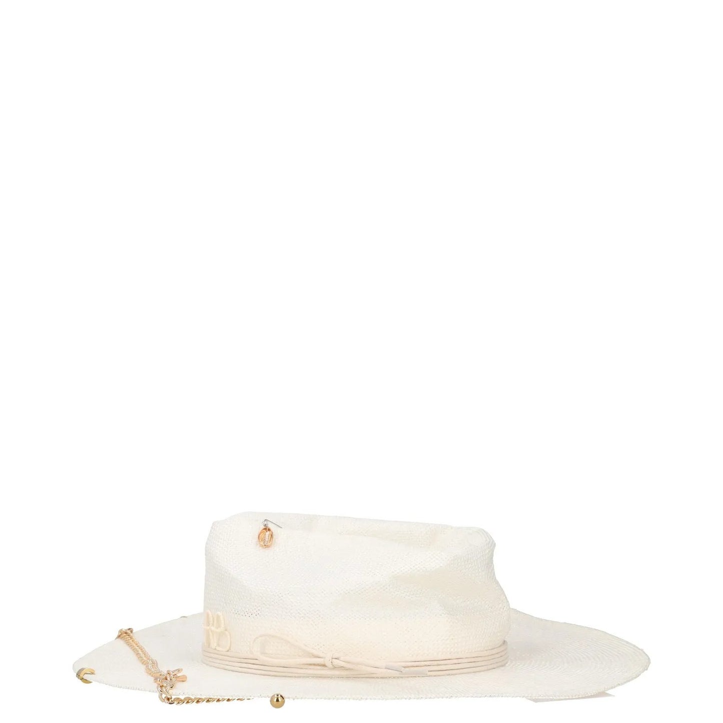 RUSLAN BAGINSKIY Womens Pierced Chain Strap Fedora Hat Beige Neutrals L RRP 400 — View 3