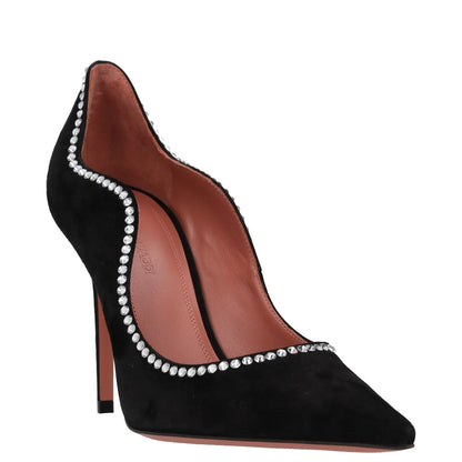 AMINA MUADDI Womens Court Heels Black Leather Rhinestone Stiletto UK 3 RRP 600 — View 2