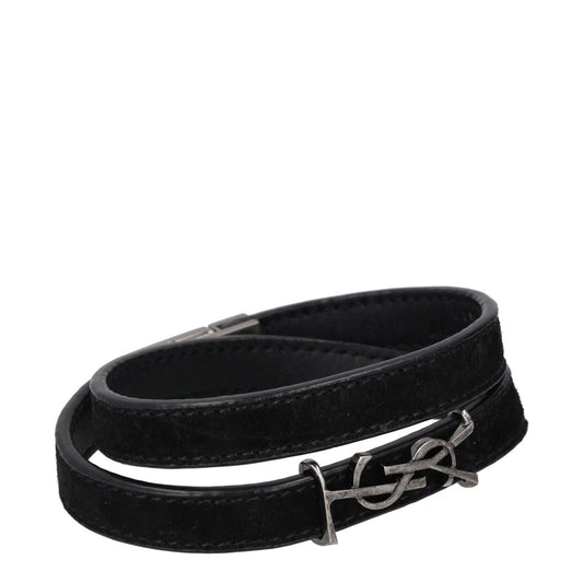 SAINT LAURENT Womens Bracelet Belt Black Leather Silver YSL RRP 275