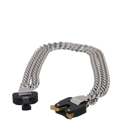 1017 ALYX 9SM Women Chain Necklace Grey Metal Stainless Steel Turn Lock S RRP400 — View 3