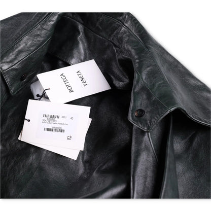 BOTTEGA VENETA Womens Overcoat Knee Length Relaxed Fit Leather Grey 40 RRP 6720 — View 7
