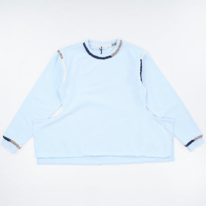 JW ANDERSON Asymmetric Contrast Stitch Crew Sweat Cotton Womens Blue M RRP245 — View 2