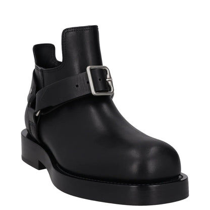 BURBERRY Mens Saddle Mini Ankle Boot Black Leather Buckle Round Toe UK10 RRP1390 — View 2